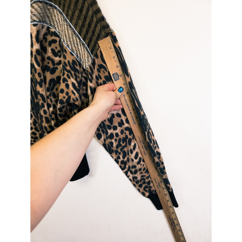 Gimmicks Sweater Womens L Brown Leopard Print Mixed Media Boho Indie Mob Wife - Picture 5 of 16